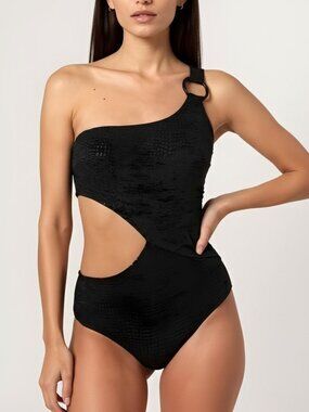 Solid & Striped Claudia One Shoulder One Piece Blackout M NWT